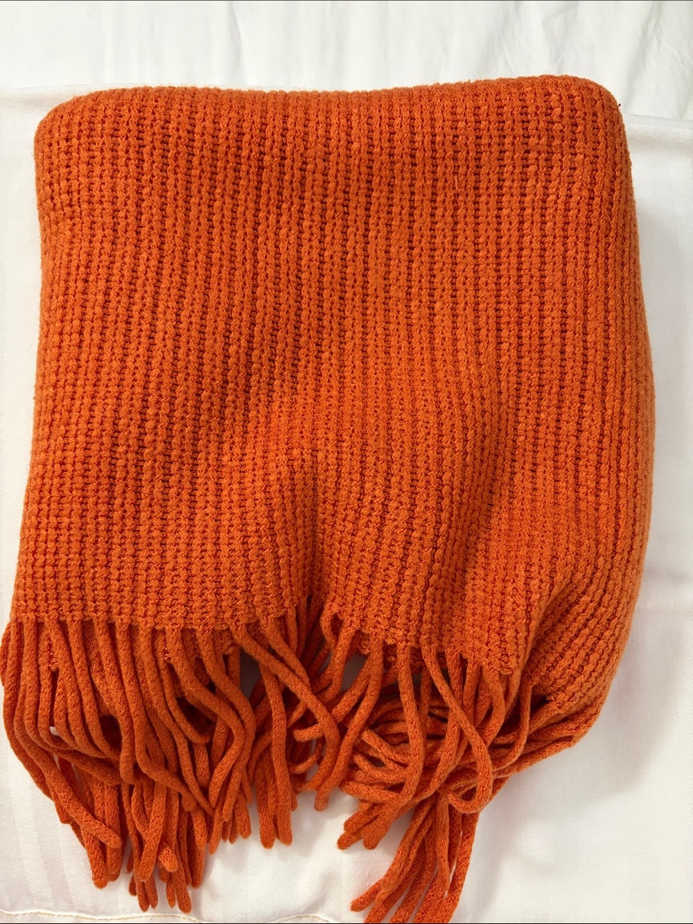 Women’s Ribbed Knit Orange Scarf